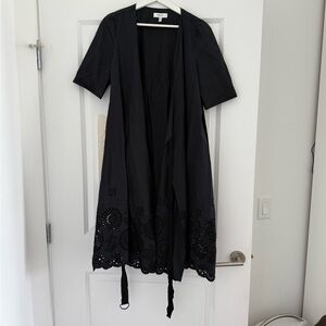Elegant Black Midi Wrap Dress 100% cotton